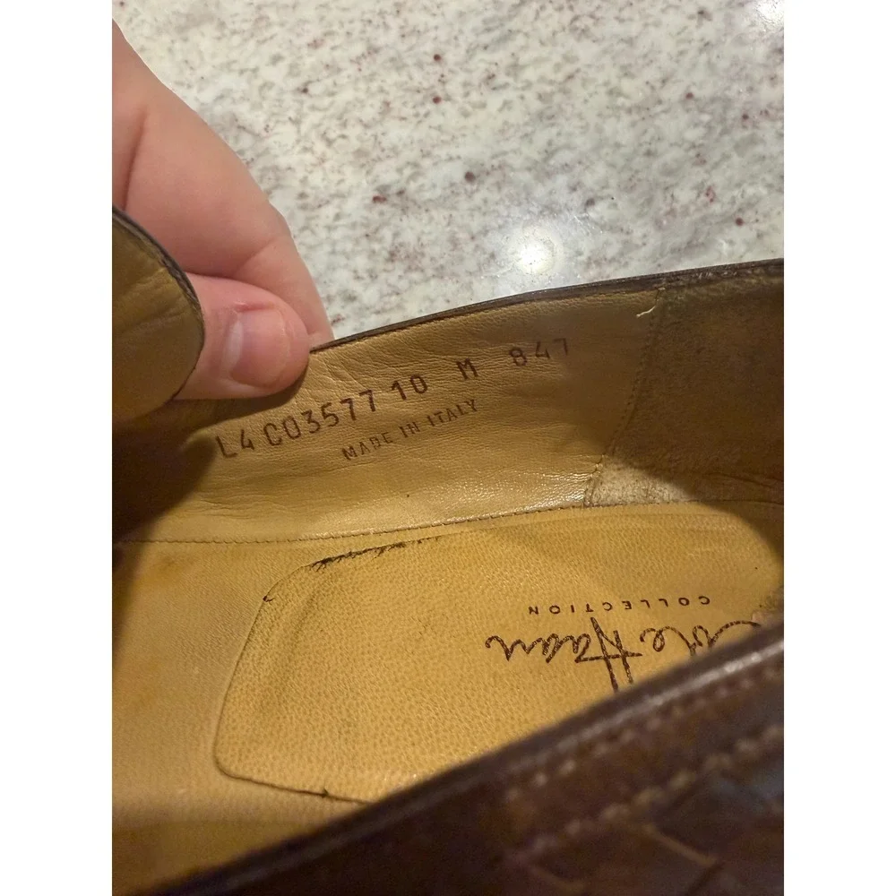 Cole Haan Collection Mens 10 M Brown Woven Leather Loafers Made in Italy C03577